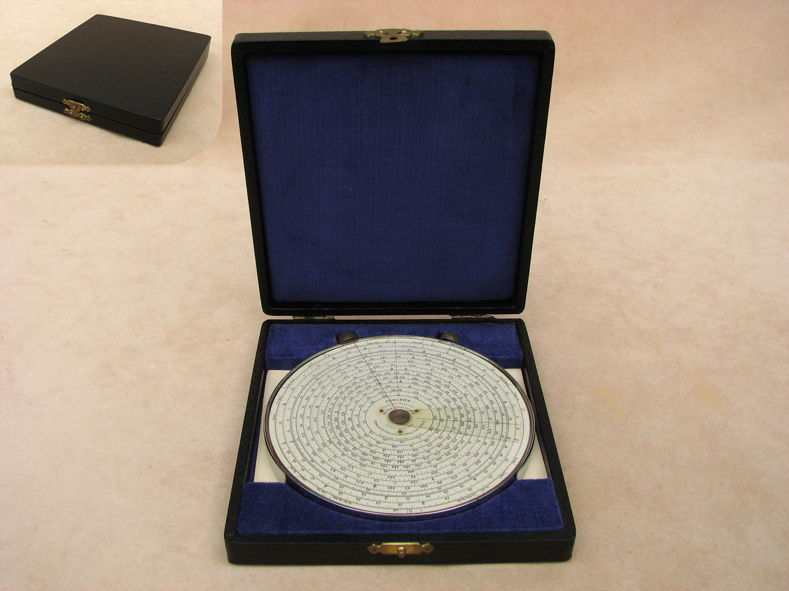 Fowler's Jubilee Magnum Extra Long Scale calculator in presentation case